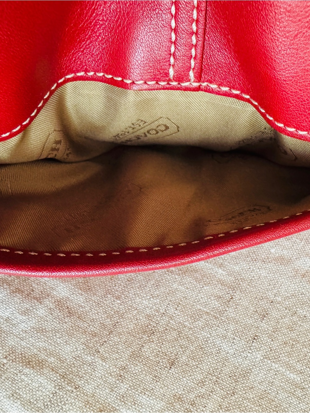 ♥️ Vintage Coach Soho Flap Shoulder Bag 4280 Red Glove Tanned Leather Y2K 2004 - Picture 5 of 12